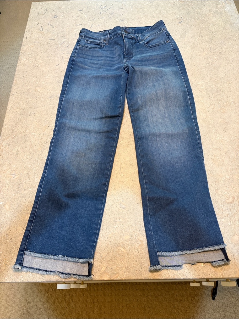 NYDJ Medium Blue Cropped Jeans with Frayed Hem Detail